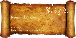 Neer Ákos névjegykártya